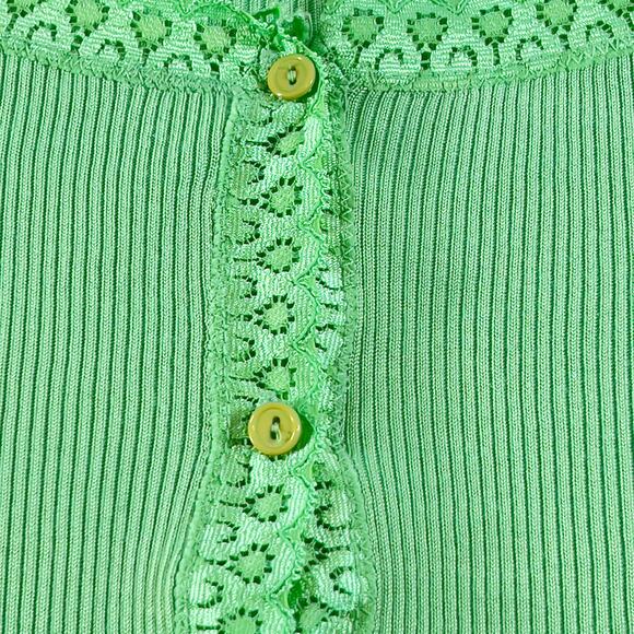 Button Up Top Carolyn Taylor Woman's XL Green Lace Trim Cotton Rayon Blend - Picture 5 of 13